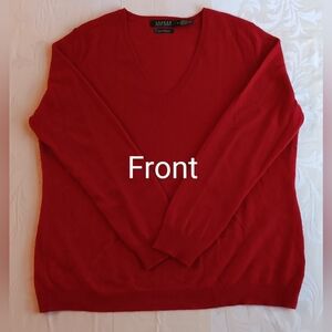 Ralph Lauren "Lauren" red 100% cashmere long sleeve V-neck sweater 1X